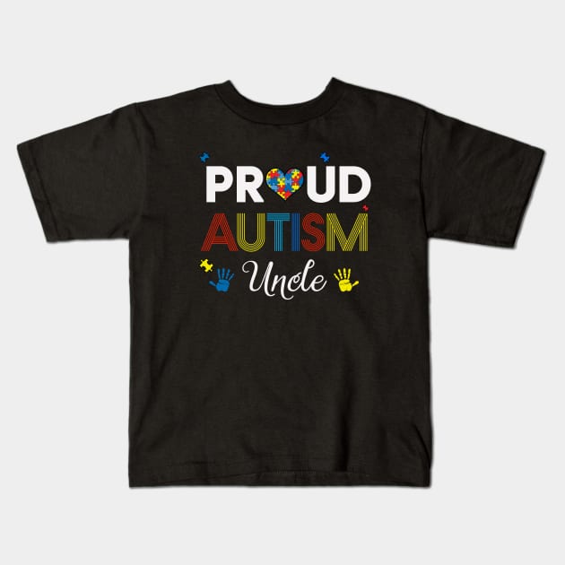 Proud Autism Uncle Kids T-Shirt by busines_night